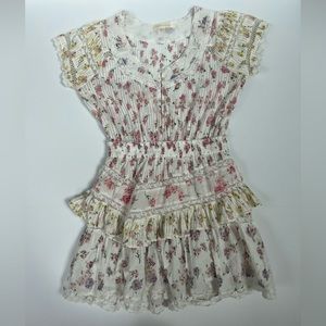LoveShackFancy Floral Popover Mini Dress S